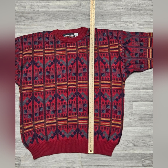 Vintage 90's Ugly Christmas Sweater Granny Red Size Large Retro Winter Land - Picture 6 of 6